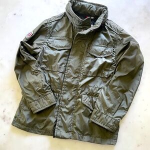 Moncler Big Kids Zip-Up Nylon Jacket in Khaki Green
